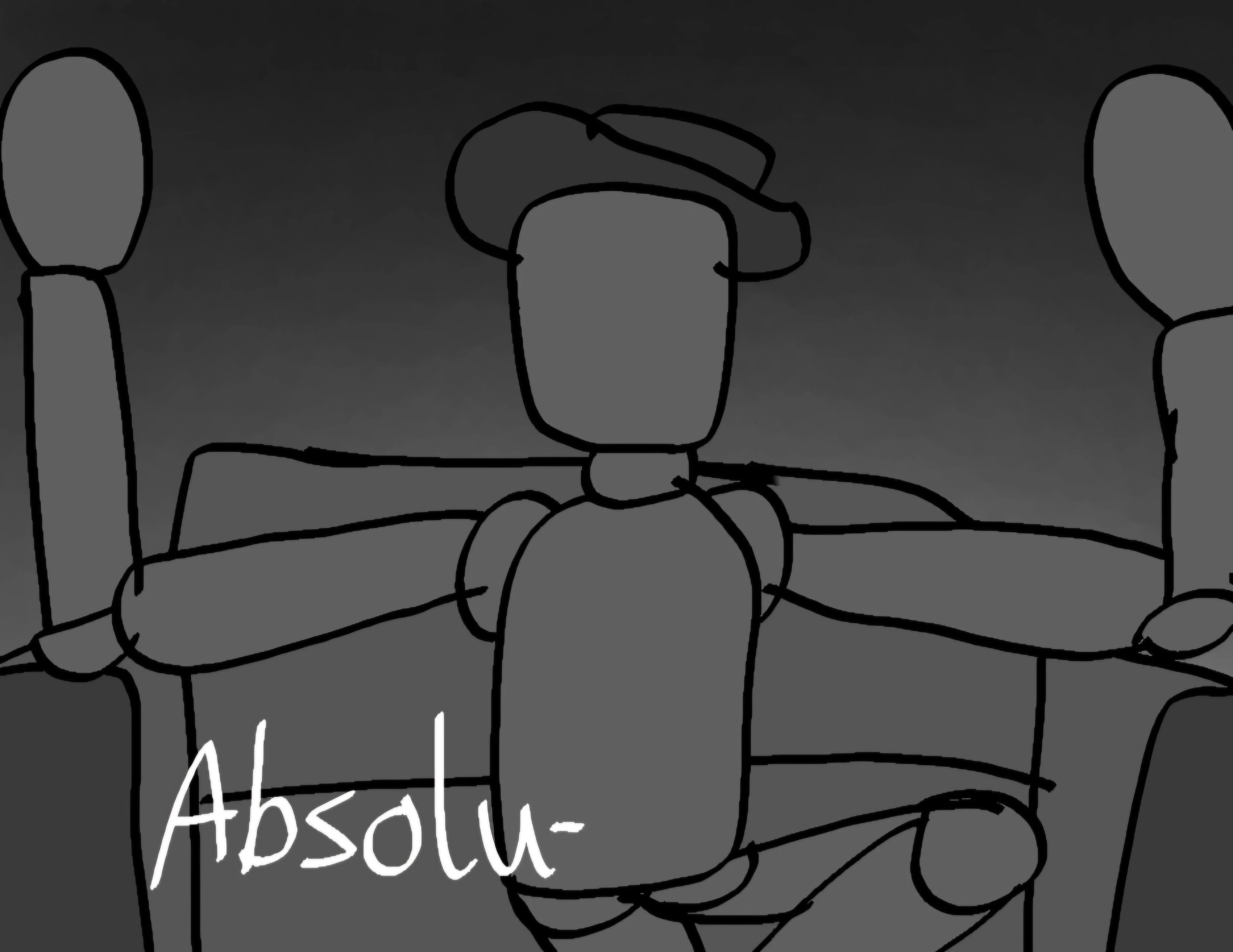 an image of the disappearing pawn from the amazing digital circus captioned 'Absolu-'